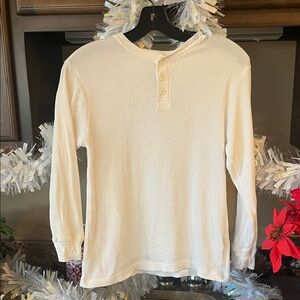 Thermal Waffle Shirt Off White Boys Large